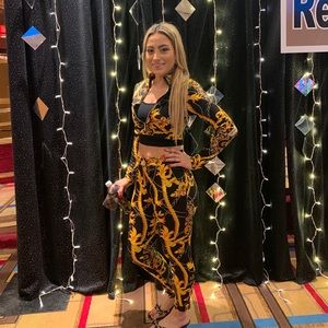 Gold and black 2 piece suit